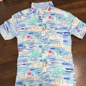 Vineyard Vines Blue Tropical Print Shirt